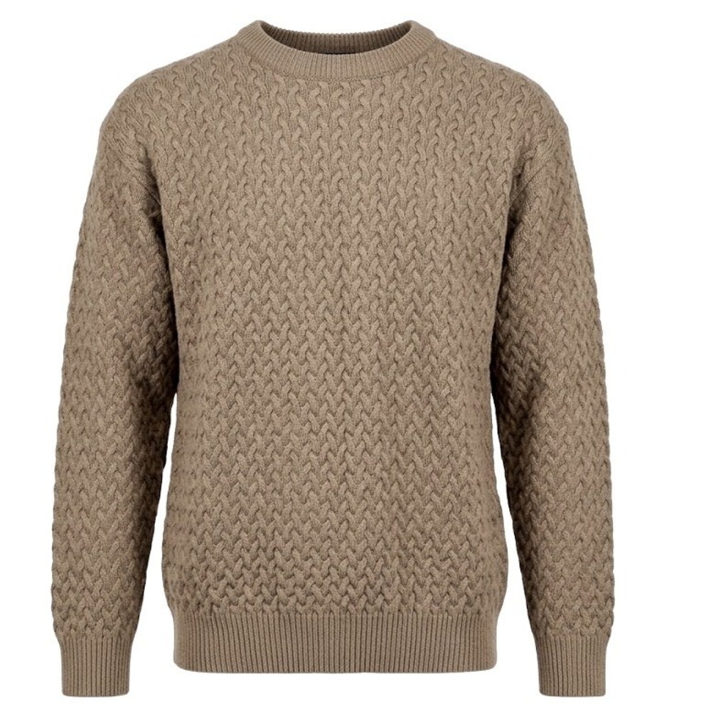 Christian Dior Monsieur Vintage 100% Wool Cable Knit Sweater Brown XL - AC